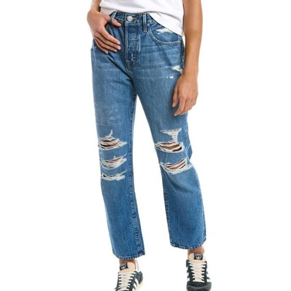 Frame Le Original Jeans SZ 26 Denim NWT High Rise Straight Leg Riverrun Distress